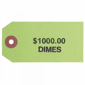 Coin Tags, $1000 Dimes - Green