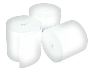 2 1/4'' wide carbonless paper roll, white/canary