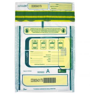 CONTROLTEK Safelok Carton of 500 9x12 Clear Tamper Evident Deposit Bag 