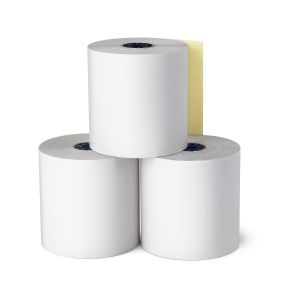 2 3/4'' wide carbonless paper roll, white/canary